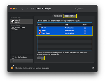 Remove unnecessary entries Turn off suspicious or unused entries