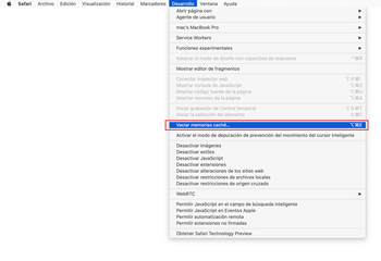 Vaciar memorias caché en Safari