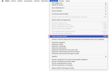 Vaciar memorias caché en Safari Vaciar memorias caché en Safari