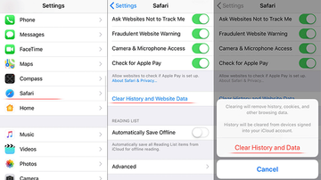 Clear history and data in Safari on iOS