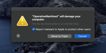 ‘OperativeMachined will damage your computer’ alert