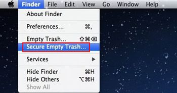 Pick the Secure Empty Trash option