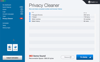  Privacy Cleaner pane