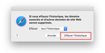 Sélectionner tout l'historique pour l'effacer Sélectionner tout l'historique pour l'effacer