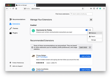 Remove Grammarly for Firefox