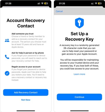 Account Recovery Contact - Set Up a Recovery Key