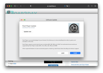 Fake Flash Player update pop-up promoting Mac malware