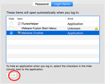 Find unwanted entry under Login Items and deselect it