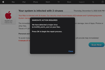 ‘Your Mac is infected with 3 viruses’ fake alert