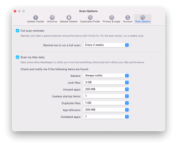 MacKeeper preferences