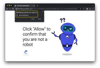Fake human verification cloaking a permission to show notifications