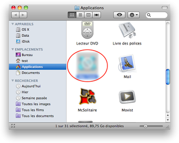 Icône de l'application malveillante sous Applications