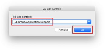 Apri la cartella ~/Libreria/Application Support