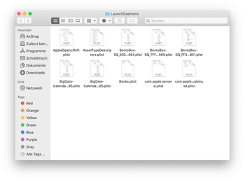 Inhalt des Ordners LaunchDaemons
