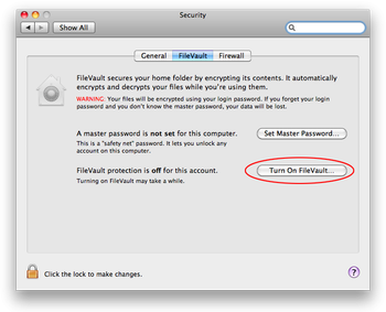 Turn On FileVault