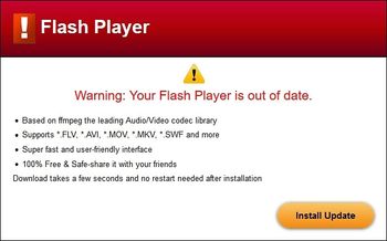 Misleading update alert caused by a piece of adware