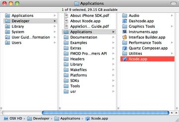 Xcode under Applications Xcode under Applications