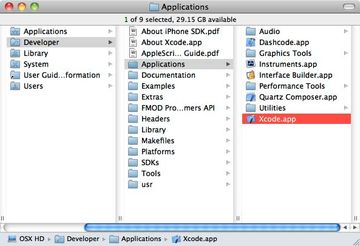 Xcode under Applications