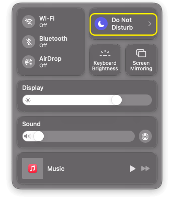 Do Not Disturb feature in macOS Control Center