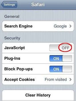 Off JavaScript on iOS Off JavaScript on iOS