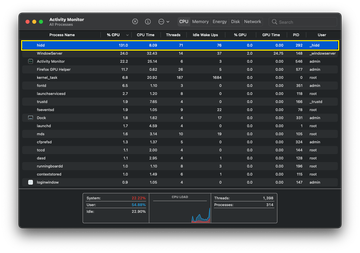 hidd high CPU usage in Activity Monitor on Mac