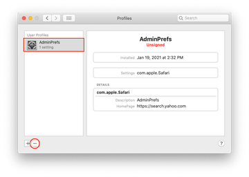 Remove malicious configuration profile from Mac