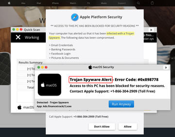 Falso avviso di Trojan che spinge una truffa di supporto tecnico Falso avviso di Trojan che spinge una truffa di supporto tecnico