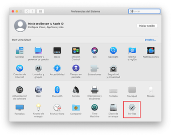 Selecciona Perfiles en Preferencias del Sistema