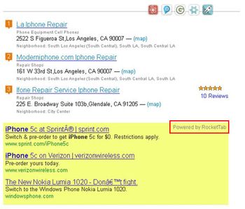 Ads by RocketTab in search results