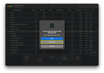bird high CPU Mac fix by force quitting bird process