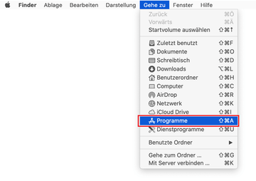 Gehe zum Bildschirm Programme auf dem Mac