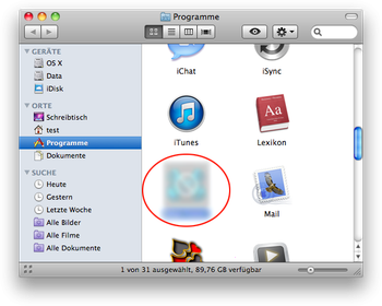 Schädliches App-Symbol unter Programme