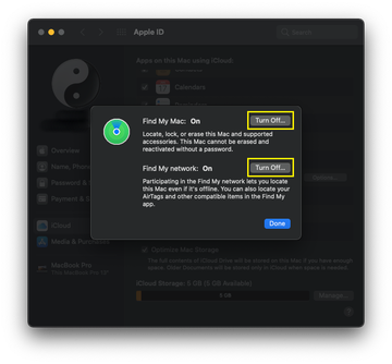 Disable Find My Mac and offline finding