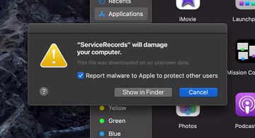 ‘ServiceRecords will damage your computer’ Mac popup alert