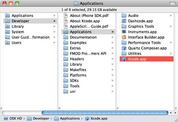 Xcode under Applications