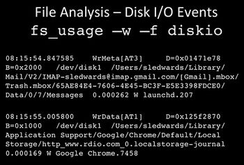 File Analysis fs_usage -w -f diskio