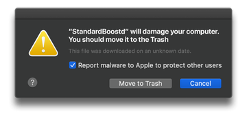 ‘StandardBoostd will damage your computer’ pop-up on Mac ‘StandardBoostd will damage your computer’ pop-up on Mac
