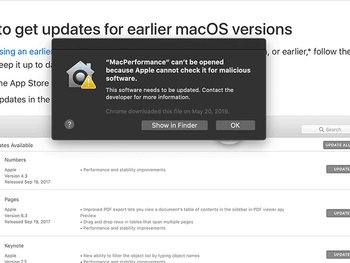 'MacPerformance can’t be opened’ popup alert