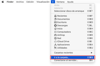 Usa la función Ir a la carpeta