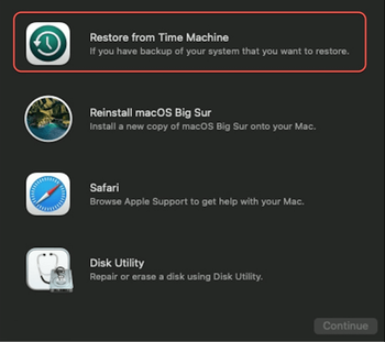 Restore from Time Machine