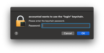 ‘accountsd wants to use the login keychain’ pop-up alert on Mac