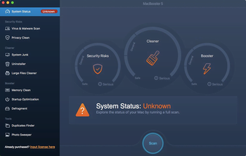 MacBooster System Status screen