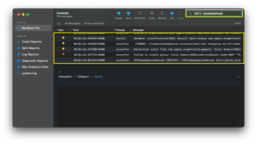 Use Console to catch repeating avconferenced errors Use Console to catch repeating avconferenced errors