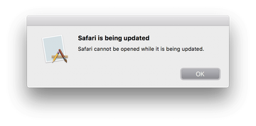 Safari cannot be opened while it is being updated’ popup error Safari cannot be opened while it is being updated’ popup error