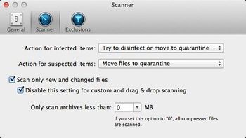 Bitdefender Antivirus for Mac: Scanner Preferences