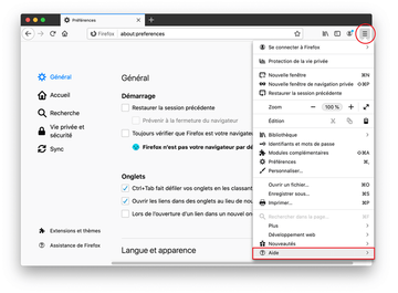 Ouvrez Firefox et allez dans Aide