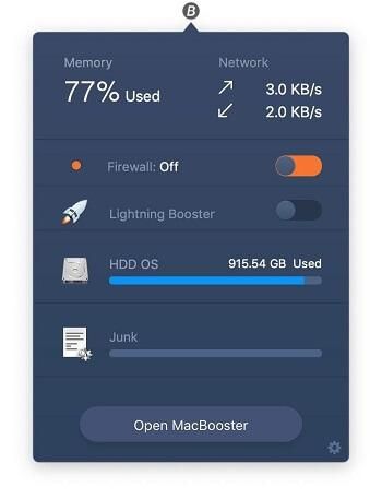 MacBooster 8 Mini Icon with the new firewall toggle on board