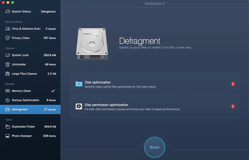 Defragment, a new module added to MacBooster 5
