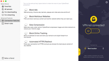 CyberGhost: Connection features