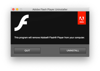 Adobe Flash Player Uninstaller pop-up dialog